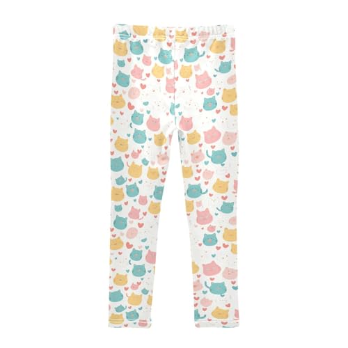 KLL Colorful Neon Cat Toddler Girls Athletic Leggings Comfortable Full Length Sweatpants Running2