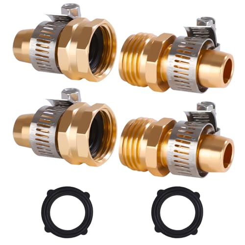 Dalmbox Garden Hose Repair Kit with Clamps Male and Female Hose Fittings Fit for 3/4or 5/8 Garden Hose Fitting 2 Sets