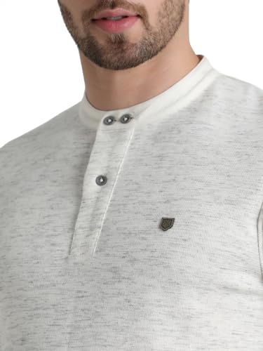 Image of Jack & Jones Men's Cotton Blend Henley Style Solid Slim Fit T-Shirt