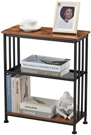 DREAMSOULE Small Side Table for Small Spaces - Slim End Table with Magazine Shelves - Narrow End Tables Living Room - Skinny Bedside Table Small Nightstand Bedroom - Industrial Rustic Thin Side Table