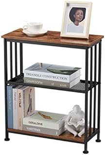 DREAMSOULE Small Side Table for Small Spaces - Slim End Table with Magazine Shelves - Narrow End Tables Living Room - Skinny Bedside Table Small Nightstand Bedroom - Industrial Rustic Thin Side Table