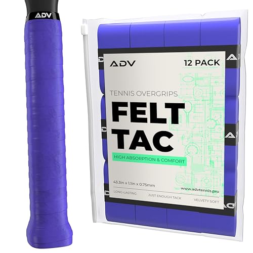 ADV FeltTac Tennis Overgrip, Absorbent Dry Grip Tape (Purple, 12-Pack) by ADV Tennis - Used condition - US$15.29