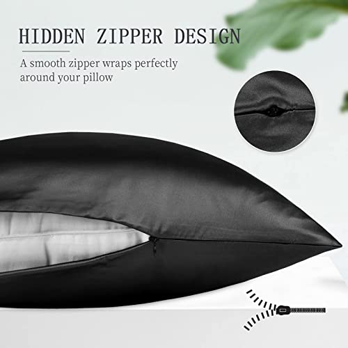 Olesilk Mulberry Silk Body Pillowcase For Hair And Skin, Silk Body Pillow Cover 20X54 With Hidden Zipper, Both Side Silk For Women, Black #TOP4