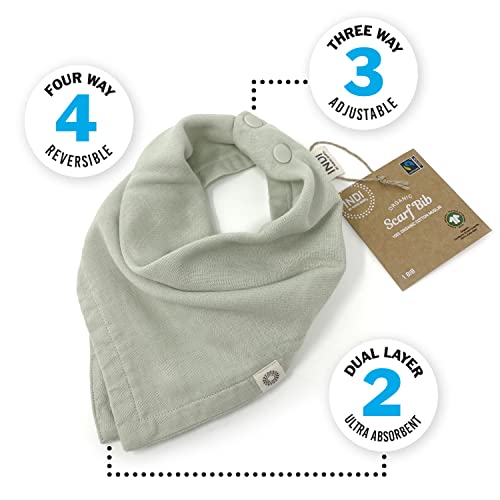 Kishu Baby Indi – Gots Organic Muslin Baby Bandana Bibs 5 Pk, 4-Way Reversible (Pacifica) #TOP2