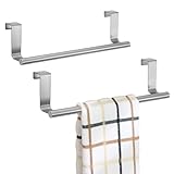 iDesign Stainless Steel 9-inch Over-The-Cabinet Towel Bar - Set of 2 - Brushed