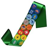 Girl Scout Sash Costume, Halloween Scout Costume Set with Badges Patches, Halloween Dress Up Accessories for Women Party Dress Up-Green