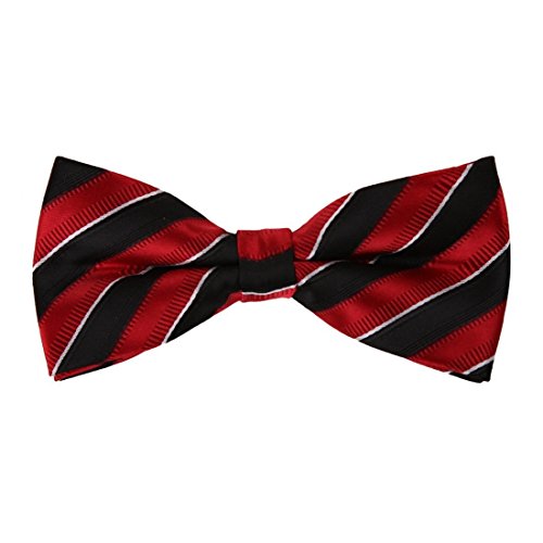 Epoint Pure Silk Men's Bow Ties 25.6"-Neck-Size Clip-On Adjustable Stripes Red Pretied Bow Tie Musical Band Hobbledehoy Ebda0161 Dark Red,Black #TOP19