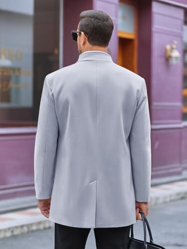 Image of Makkrom Mens Casual Overcoat Single Breasted Peacoat Business Topcoat