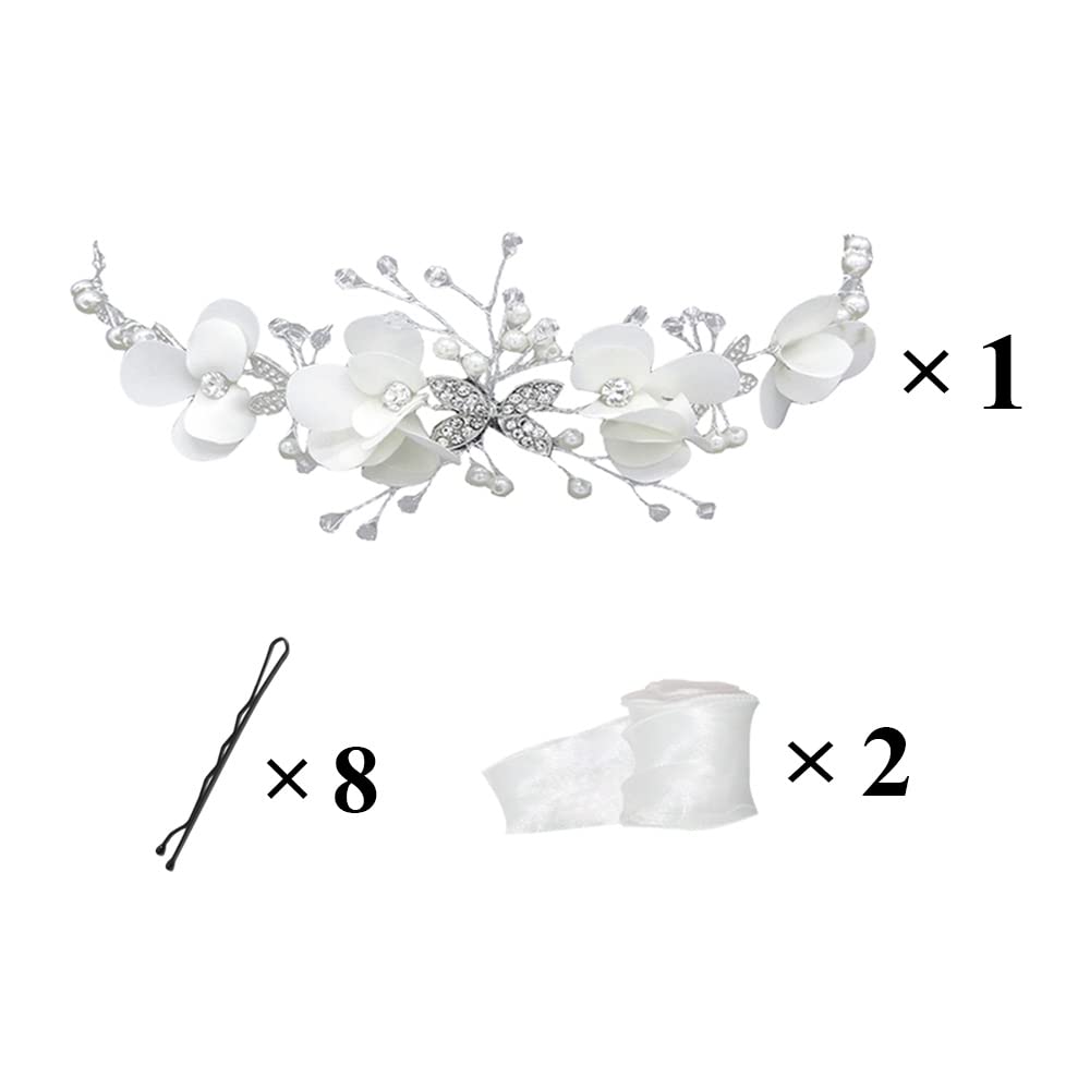 Fascia per Capelli da Comunione con Fiore Bianco Coroncina da Principessa in Cristallo Accessori per Capelli Accessori per Capelli Principessa Cerchietto per Capelli da Sposa