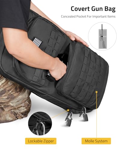 CVLIFE 30" 34" Soft Rifle Case Gun Backpack, Double Rifle Backpack Gun Bag Gun Case Covert Bug Out Bag, with Lockable Zipper for Hunting Shooting - Image 5