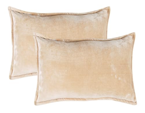 Image of RD TREND Presents Velvet 250 GSM Pillow Cover Set of 2 with Zipper,Size -18 inch x 28 inch Inches (45x71 Cm) (Gold)