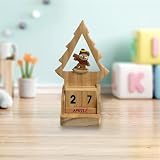 Dimensioni : 5x5xh15 cm Calendario Avvento Legno, Calendario Legno da Tavolo, Calendario Perpetuo Vintage in Legno per L\'uso in Un Bar, Ristorante, Ufficio O Casa Come Decorazione, Forma di Albero 5x5xh15 cm (Orso)