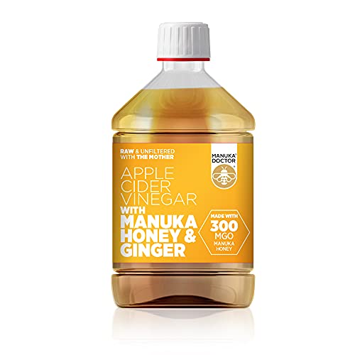MANUKA DOCTOR - Apple Cider Vinegar with Ginger & Manuka Honey, 500ml | Raw, Unfiltered ACV with The Mother | 300 MGO Manuka Honey & Organic Ginger Juice