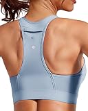 Aurgelmir Women's Racerback Sports Bra Padded Workout Yoga Bras Fitness Running Tank Tops with Pocke