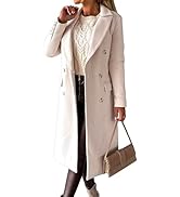 Kinghua Womens Winter Wool Coats Double Breasted Wool Blend Long Peacoat Jackets