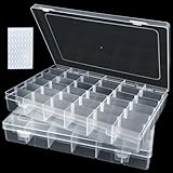 ADNEWX 2 scatole di smistamento, 36 scomparti per piccole parti, scatola di plastica regolabile, con etichetta per orecchini, semi, perle, viti, mini merce