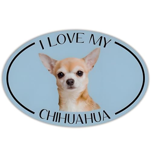 Chihuahua Pegatina para coche, reflectante, resistente al agua, "I Love My Chihuahua", de PVC para coche, ordenador portátil, frigorífico (15 cm/5,91 pulgadas)