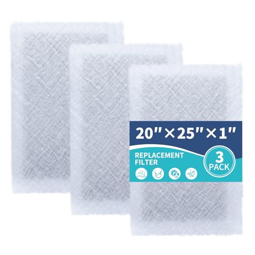 20x25 Replacement Filter Pads Compatible with Dynamic Air Cleaner 20x25,Electrostatic Fiberglass Activated Carbon White (3 Pack)