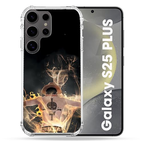 Cokitec Coque Renforcée pour Samsung Galaxy S25 Plus Manga One Piece Ace Noir