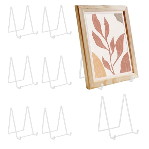 8 Pcs Plate Display Stand Carbon Steel Frame Holder Stand Decorative Plate Display Holder(white,medium , please)