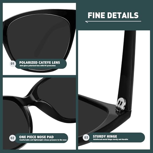 WOWSUN Large Polarized Cat Eye Sunglasses for Women2