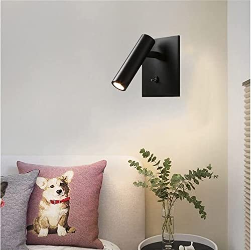 Aplique LED de lectura regulable para cabecero de cama de 3W con interruptor 3