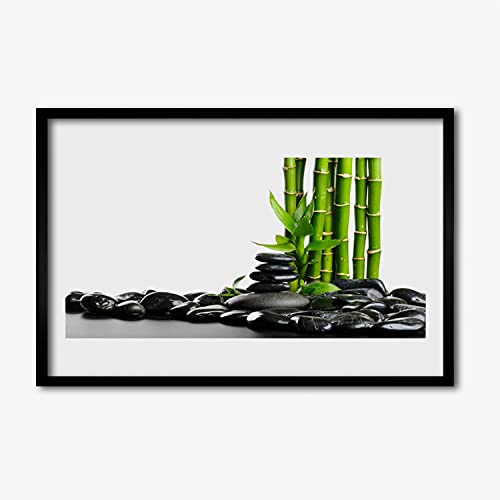 Affiche avec cadre murale salon et chambre déco zen bambou 60x40