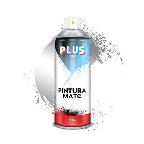 PLUS HOME Pintura Spray 520cc para pintar todo tipo de super cies: madera, metal, cartón, tela, piedra, bra de vidrio, plásticos rígidos, etc para bricolaje y DIY.Plata (Ref:661)(Paquete de 1)