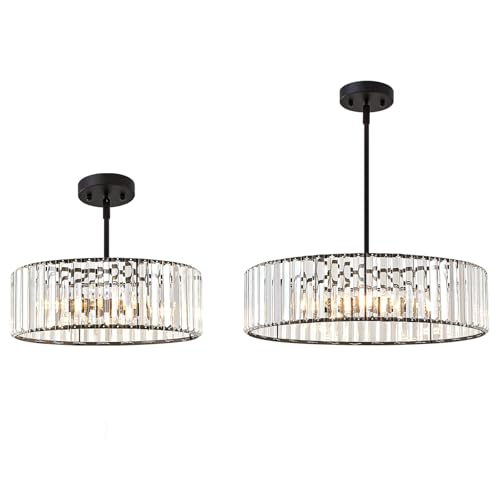 Plafonnier en cristal noir GWJKG, lustre de prestige ajustable