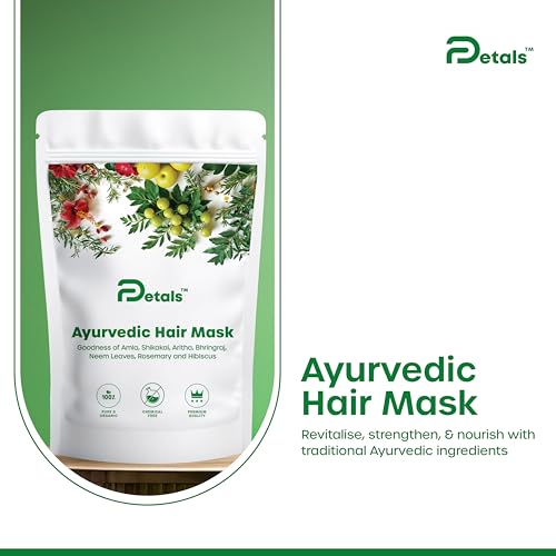 Image of Ayurvedic Hair Mask for All Hair Types | Natural & Chemical-Free Hair Pack with Amla, Bhringraj, Shikakai, Hibiscus | For Hair Growth, Strength, Conditioning & Frizz Control - 1 Count