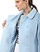 Allegra K Women's Peter Pan Collar Double Breasted Winter Long Trench Pea Coat Large Blue