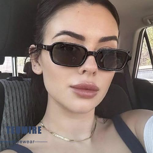 Image of Retro Rectangular Sunglasses for Women Men 90s Trendy Square Sun Glasses Small Vintage Sunnies