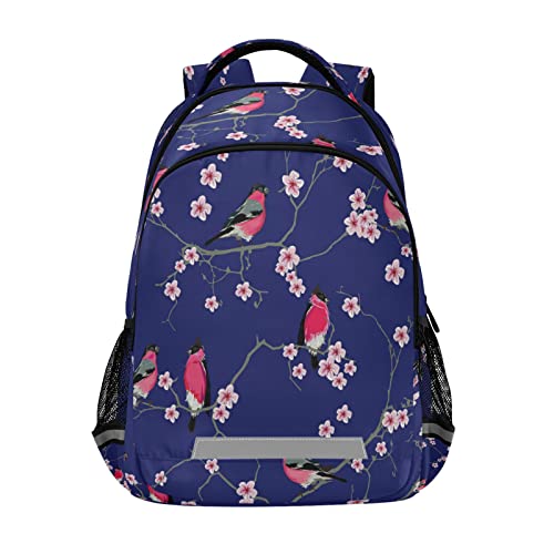 Sac à dos scolaire oiseaux et cerisier Vnurnrn pour filles et garçons du primaire