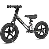 WAYPLUS Balance Bike-12'' Toddler Training Bike for 3, 4, 5, 6 Years Old No Pedal Push Training Bicycle Beginner Rider Training for Boys Girls(Black)