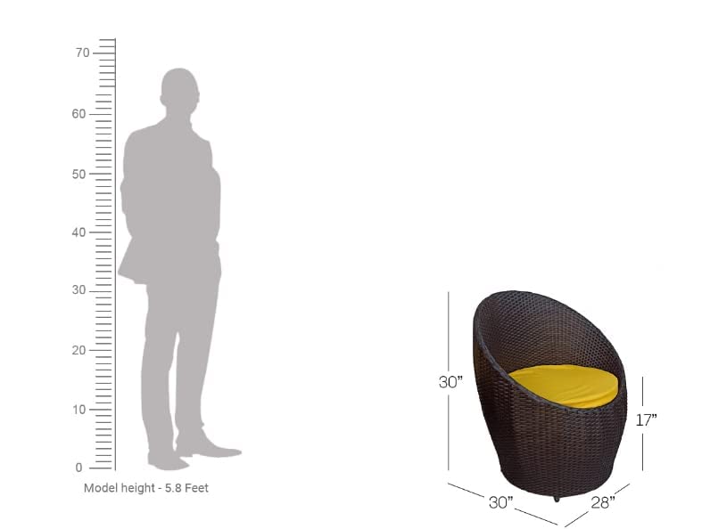 Image of Artic Fashion Apple Chairs Table Set 4+1 Wicker Patio Furniture Sets 4 Chair and 1 Table with Cushions for Garden Balcony Bedroom Powder Coated Frame Uv Protected Wicker (Brown+Yellow)