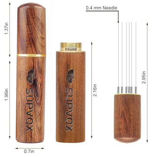 Image of Supvox Espresso Coffee Stirrer Pin Tamper 6 Needles Ground Coffee Stirrer 0.4mm Fine Pin Tamper for Espresso Coffee Making Natural Wooden Handle Pin Coffee Tamper