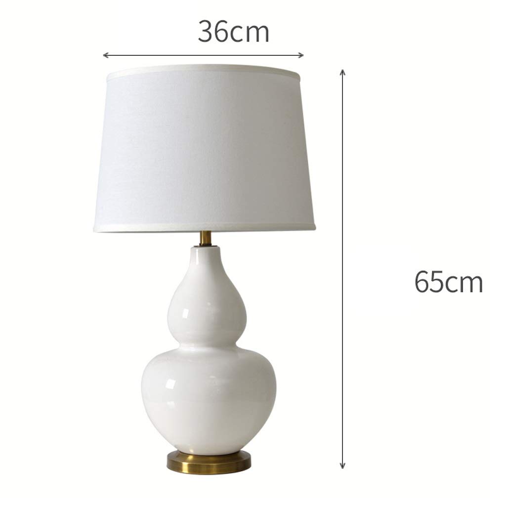 Lampade da tavolo in ceramica, Bianco zucca Lampada da tavolo for comodino Comodino Camera da letto, americano Semplicità Desk Lamp con tessuto bianco Ombra 25 '' Altezza