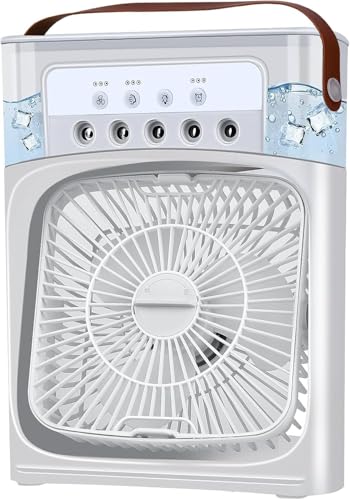 Catálogo para Comprar On-line Mini Aire Acondicionado los mejores 10. 42 Mini Enfriador de Aire, Ventilador de Aire Acondicionado Portátil USB con Timer y luz LED de 7 colores, 3 Velocidades de Viento y 3 Modos de Pulverización, para Oficina, Hogar,...