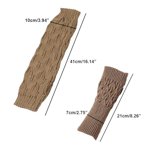 Image of YELAIVP Leg Warmers for Women 80s Cable Knit Leg Warmer Fingerless Gloves Footless Socks for Dance Yoga Party Accessory