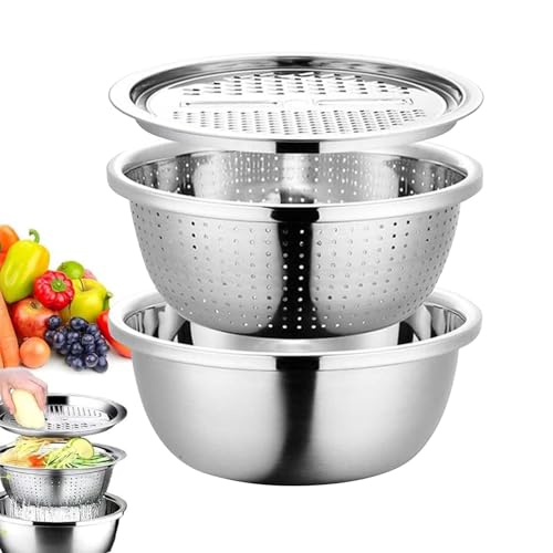 Vitsrisea Piscina de Acero Inoxidable con Neumáticos - Polonder de la Lavandería de Arroz | Alimentos multifuncionales, cáscara de arroz, cáscara de lavado de frutas para hackear eficientemente