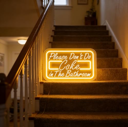 Neonawall Please Don't in The Bathroom Neon Sign for Wall Decor Light Up Letters Led Sign Birthday Party Gifts Led Decorative Night Signs Bathroom Decorations Christmas Party Gifts for Girls Friends Bedroom Home by Neonawall - Used condition - Image 7