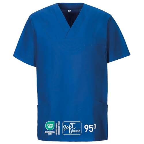 EXNER Medizinischer Schlupf-Kasack, OP-Kasack, Unisex, für Krankenpflege, Altenpflege, Farbe royal Blue, Größe 7XL