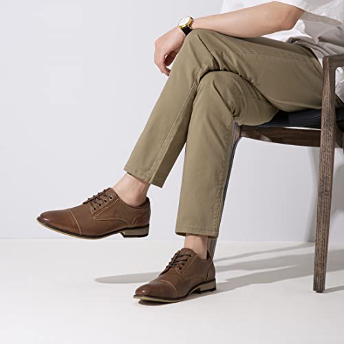 Image of Jousen Men's Dress Shoes Leather Wingtip Formal Business Oxford Shoes Brogue Retro Derby Dress Shoes for Men