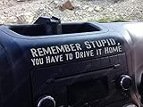 REMEMBER STUPID You Have to Drive This Home Funny Dash Stickter fits Jeep Wrangler JK JKU Decals (Silver)