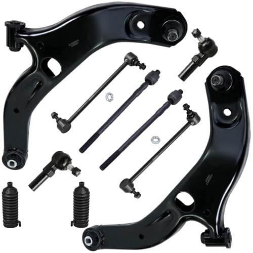 Image of Detroit Axle - 10pc Front End Kit for 2001-2003 Mazda Protege, 2002-2003 Protege5, 2 Lower Control Arms w /Ball Joints 4 Inner & Outer Tie Rod 2 Sway Bar Links 2 Boots Replacement