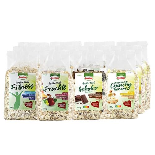 Gerstoni Gersten-Müsli Mixed 6 x 4er-Set - Früchte, Fitness, Schoko & Crunchy