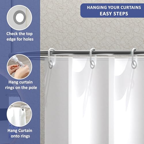 Image of Kuber Industries Pack of 3 Washable Bathroom Shower Curtain 6 Feet with Hooks | Quick-Drying & Easy to Clean Washroom| Includes 12 Plastic Hooks | JY-4-1 | Blue Dots