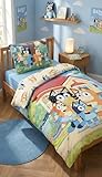 Kinderbettwäsche Bluey – Bettbezug 100 x 135 cm & Kissenbezug 40 x 60 cm – 100 % Baumwolle – Öko-TEX – Wendedesign Familie Heeler – Babybett/Junior