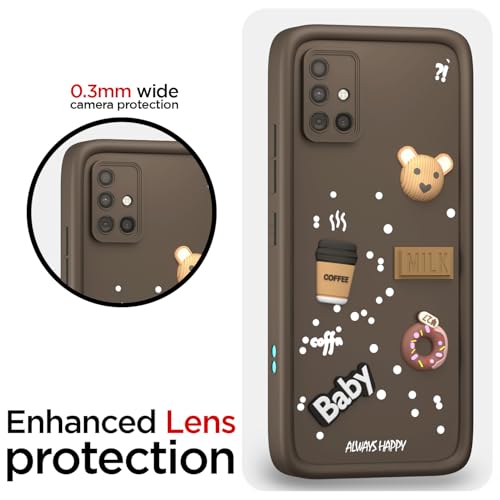 Image of Pikkme Back Cover for Samsung Galaxy A51 | 3D Cartoon Silicone Case Cute & Fun Full Protective Bumper Cover (Brown)