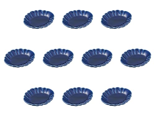 Set of 10 Navy Oval Linker Plates, 3.7 x 3.1 x 0.6 inches (9.4 x 8 x 1.6 cm) | Setomonohonpo